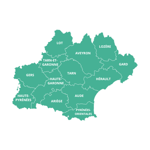 Carte de l'Occitanie pour l'annuaire du site de l'APNF