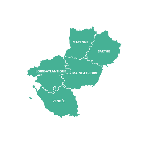 Carte du Pays de la Loire pour l'annuaire du site de l'APNF