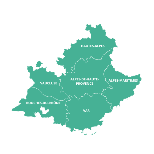 Carte de Provence-Alpes-Côte-D'azur pour l'annuaire du site de l'APNF